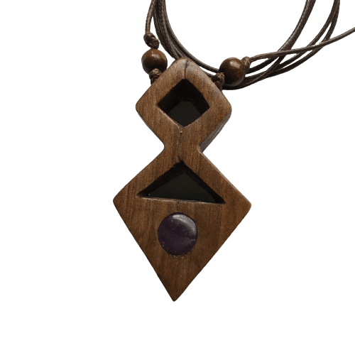 گردنبند چوب و سنگ طبيعى دستساز