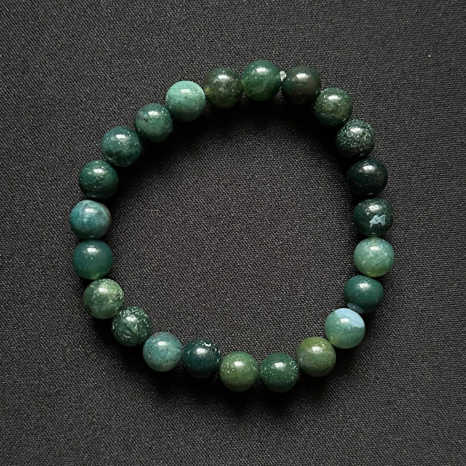 دستبند سنگ طبیعی عقیق خزه ای